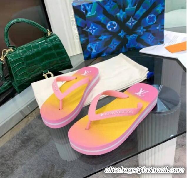 Best Design Louis Vuitton Arcade Rubber Flat Thong Sandals Pink 061501