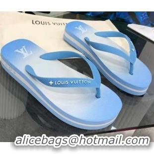 Cute Louis Vuitton Arcade Rubber Flat Thong Sandals 061501 Blue