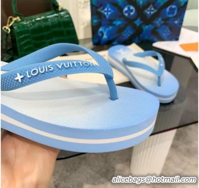 Cute Louis Vuitton Arcade Rubber Flat Thong Sandals 061501 Blue