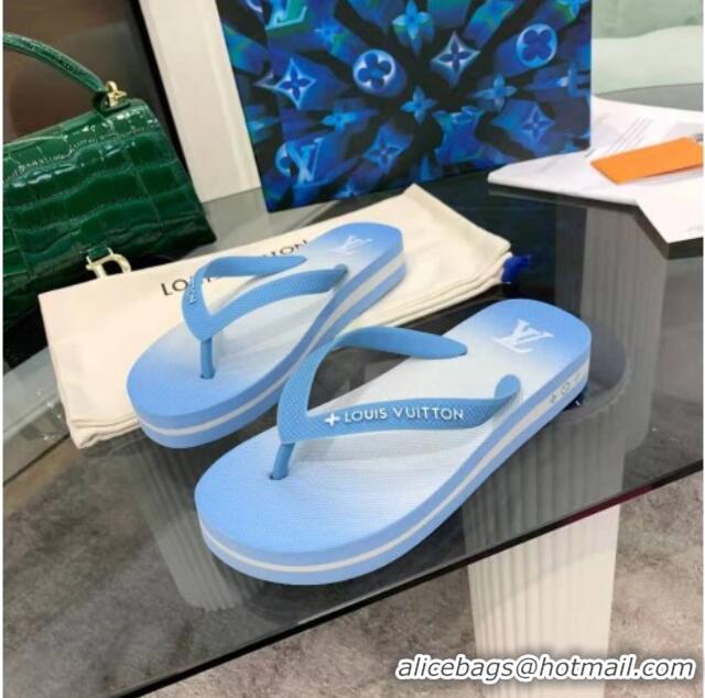 Cute Louis Vuitton Arcade Rubber Flat Thong Sandals 061501 Blue