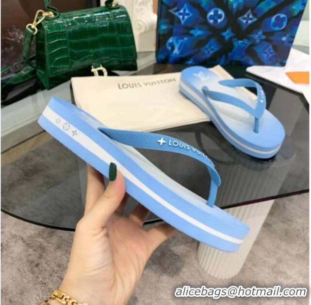 Cute Louis Vuitton Arcade Rubber Flat Thong Sandals 061501 Blue