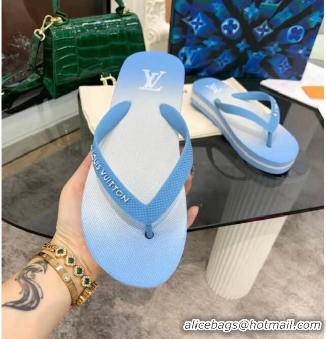 Cute Louis Vuitton Arcade Rubber Flat Thong Sandals 061501 Blue