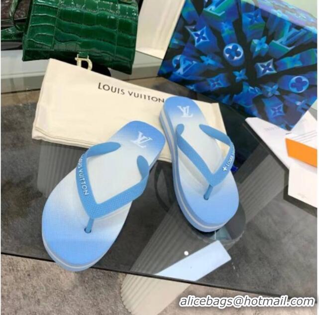 Cute Louis Vuitton Arcade Rubber Flat Thong Sandals 061501 Blue