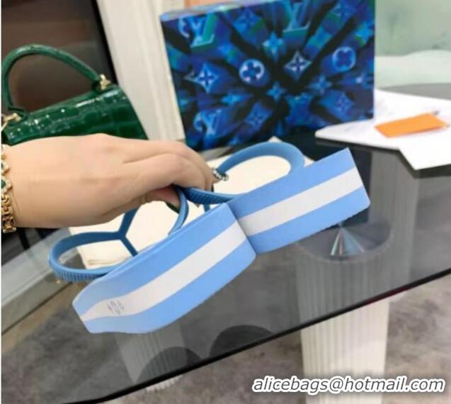 Cute Louis Vuitton Arcade Rubber Flat Thong Sandals 061501 Blue