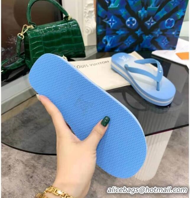 Cute Louis Vuitton Arcade Rubber Flat Thong Sandals 061501 Blue