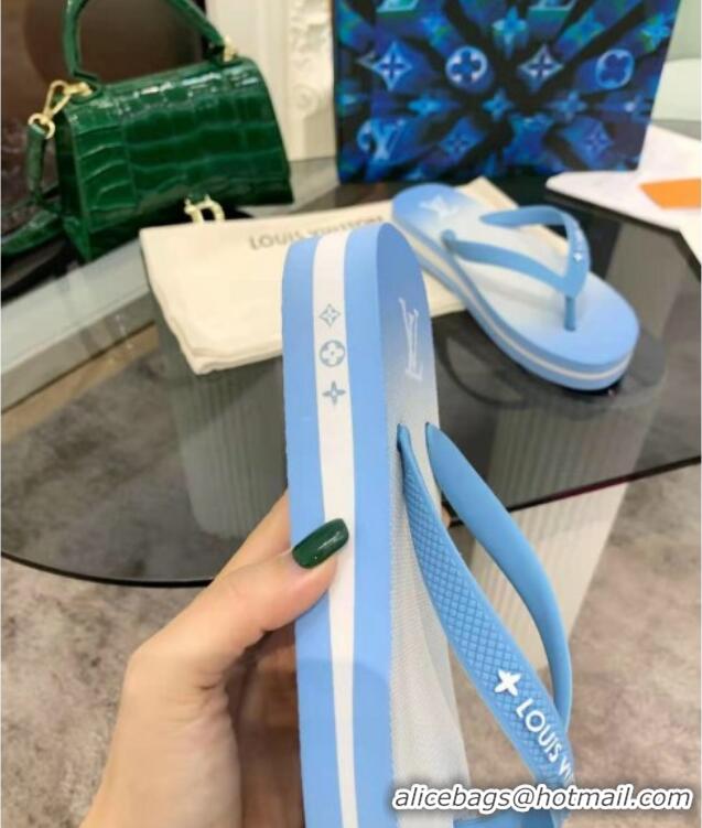 Cute Louis Vuitton Arcade Rubber Flat Thong Sandals 061501 Blue