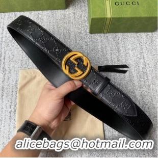 Fashion Discount Gucci belt leather Width 40MM 655568 Black Gold