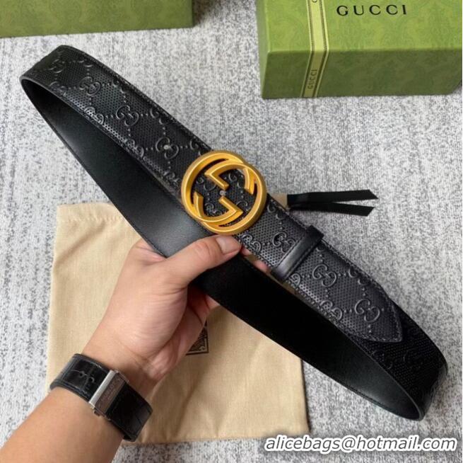 Fashion Discount Gucci belt leather Width 40MM 655568 Black Gold