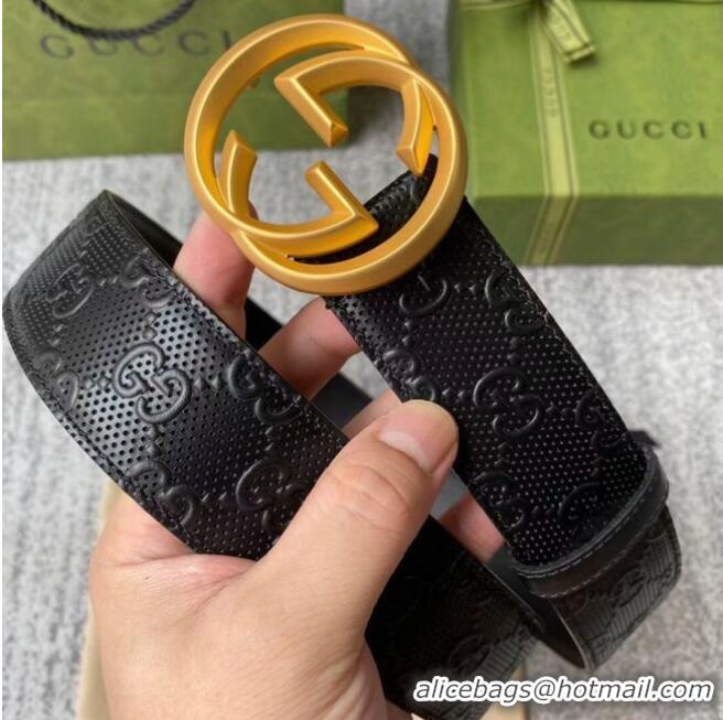 Fashion Discount Gucci belt leather Width 40MM 655568 Black Gold