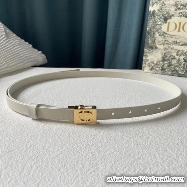 Buy Inexpensive DIOR Leather 17MM Belt B0118UM White Ggold Buckle