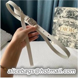 Shop Grade DIOR Leather 17MM Belt B0118UM White Silver Buckle