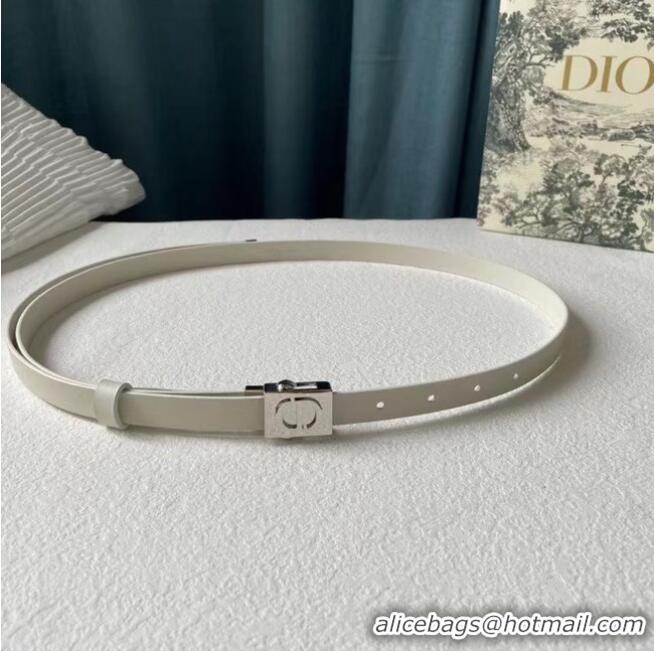 Shop Grade DIOR Leather 17MM Belt B0118UM White Silver Buckle