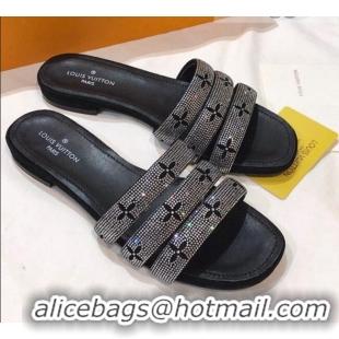 Low Cost Louis Vuitton Appeal Crystal Flat Slide Sandals 061511