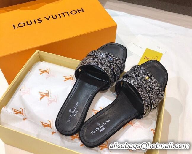 Low Cost Louis Vuitton Appeal Crystal Flat Slide Sandals 061511