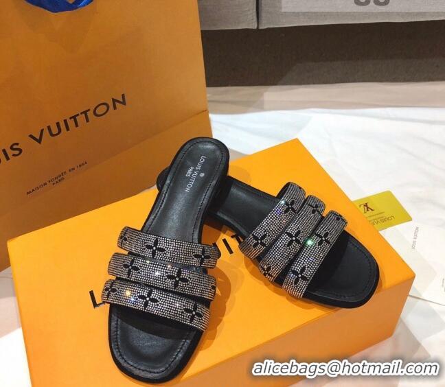 Low Cost Louis Vuitton Appeal Crystal Flat Slide Sandals 061511