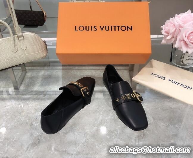 Fashion Louis Vuitton Bahia Calfskin Flat Loafers 061513 Black 2021