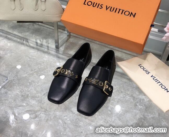 Fashion Louis Vuitton Bahia Calfskin Flat Loafers 061513 Black 2021