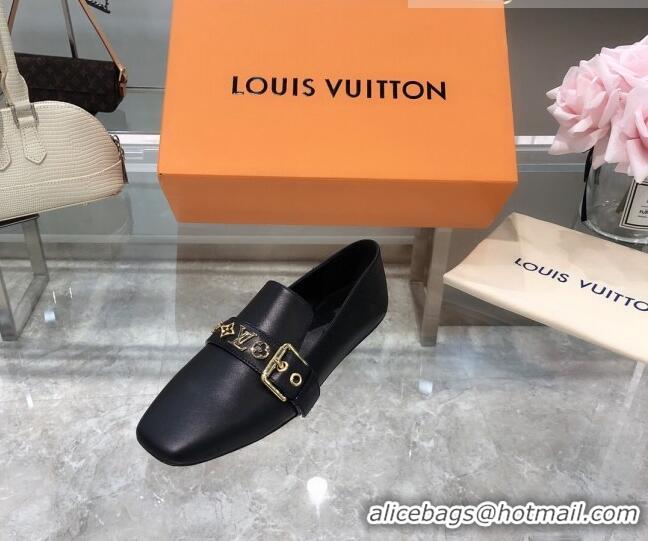 Fashion Louis Vuitton Bahia Calfskin Flat Loafers 061513 Black 2021