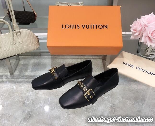 Fashion Louis Vuitton Bahia Calfskin Flat Loafers 061513 Black 2021