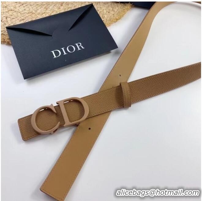 Top Quality DIOR-ID BELT Raspberry Smooth Calfskin 35 MM B0111UM Brown