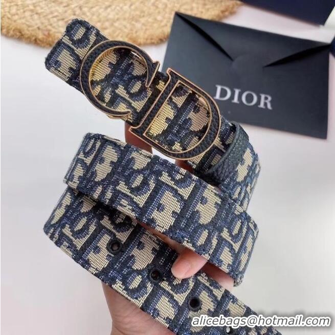 Reasonable Price DIOR-ID BELT Canvas 35 MM B0111UM Dark Blue