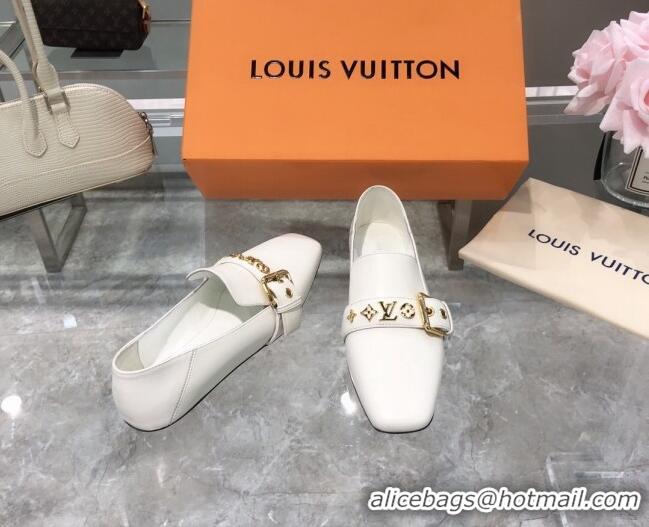 Custom Louis Vuitton Bahia Calfskin Flat Loafers 061513 White