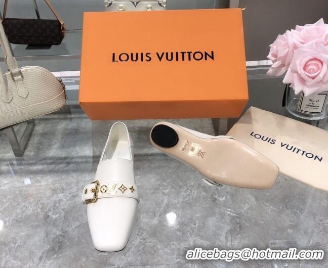 Custom Louis Vuitton Bahia Calfskin Flat Loafers 061513 White