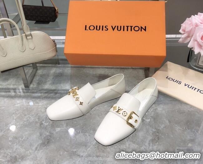 Custom Louis Vuitton Bahia Calfskin Flat Loafers 061513 White