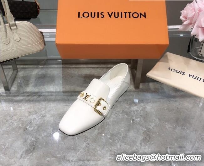 Custom Louis Vuitton Bahia Calfskin Flat Loafers 061513 White