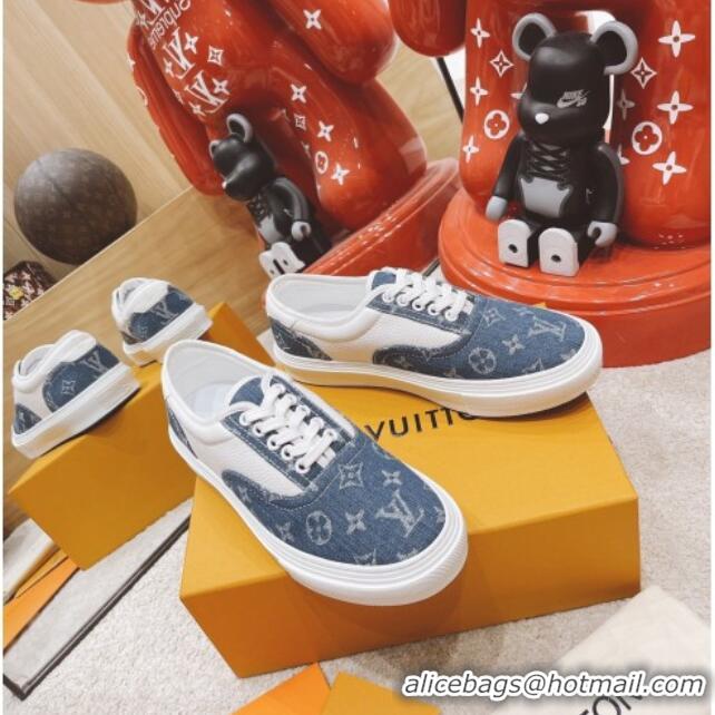 Grade Design Louis Vuitton Men's Trocadero Richelieu Denim Canvas Sneakers Blue 061517