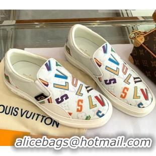 Best Quality Louis Vuitton LVxNBA Ollie Monogram Canvas Slip on Sneakers White 070544