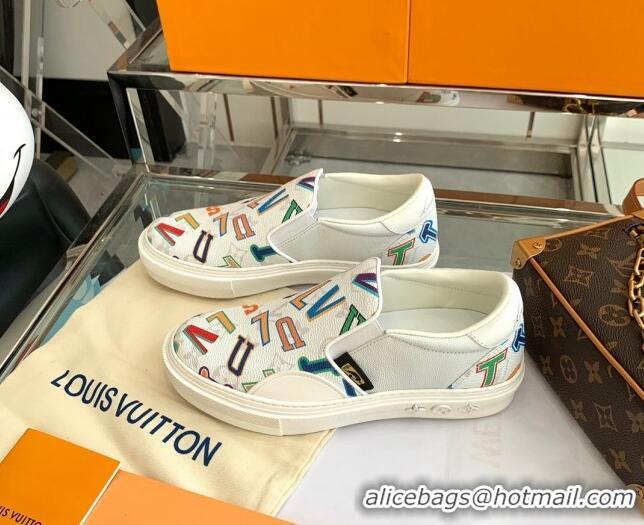 Best Quality Louis Vuitton LVxNBA Ollie Monogram Canvas Slip on Sneakers White 070544