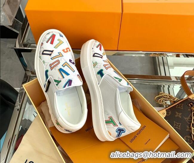 Best Quality Louis Vuitton LVxNBA Ollie Monogram Canvas Slip on Sneakers White 070544