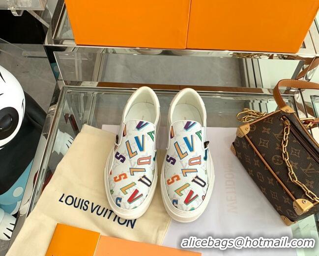 Best Quality Louis Vuitton LVxNBA Ollie Monogram Canvas Slip on Sneakers White 070544