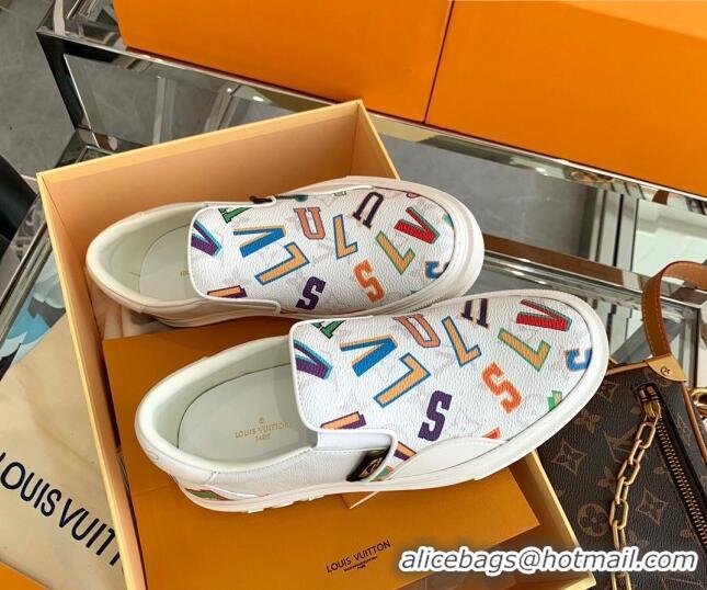 Best Quality Louis Vuitton LVxNBA Ollie Monogram Canvas Slip on Sneakers White 070544