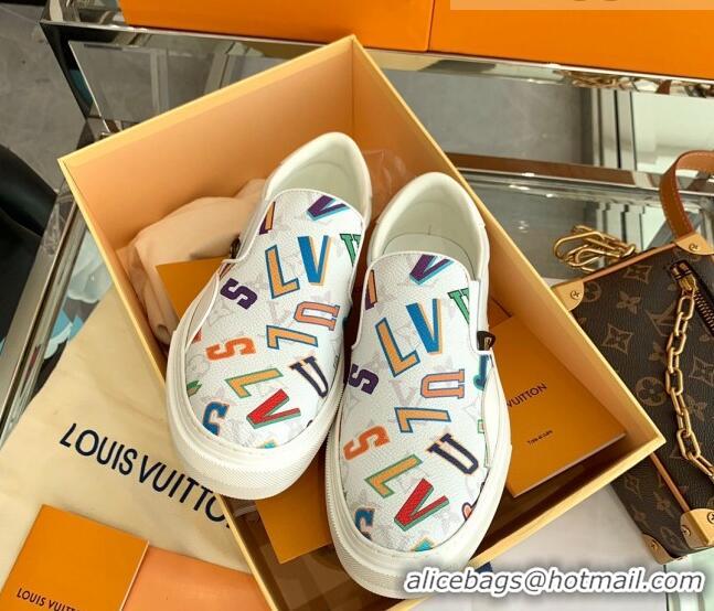 Best Quality Louis Vuitton LVxNBA Ollie Monogram Canvas Slip on Sneakers White 070544