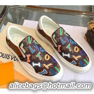 Good Looking Louis Vuitton LVxNBA Ollie Monogram Canvas Slip on Sneakers Brown 070545