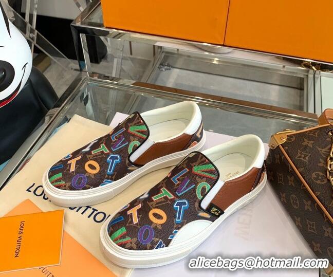 Good Looking Louis Vuitton LVxNBA Ollie Monogram Canvas Slip on Sneakers Brown 070545