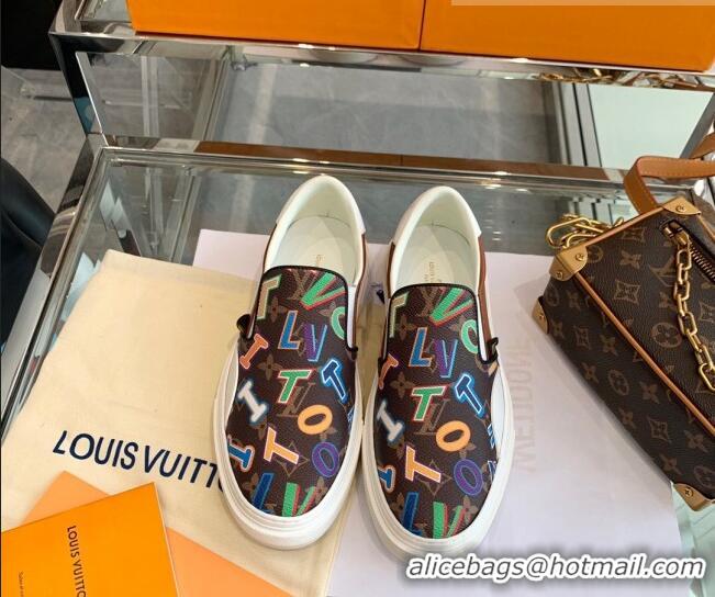 Good Looking Louis Vuitton LVxNBA Ollie Monogram Canvas Slip on Sneakers Brown 070545