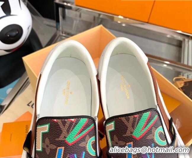 Good Looking Louis Vuitton LVxNBA Ollie Monogram Canvas Slip on Sneakers Brown 070545