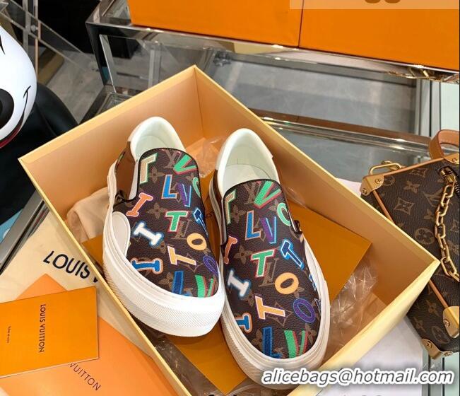 Good Looking Louis Vuitton LVxNBA Ollie Monogram Canvas Slip on Sneakers Brown 070545