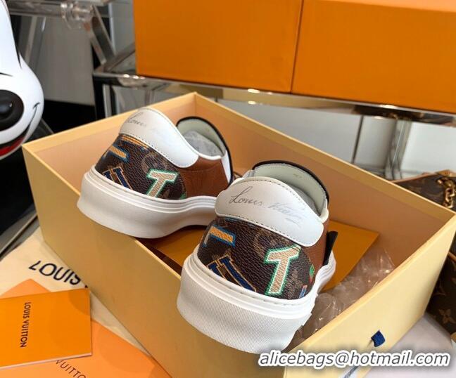 Good Looking Louis Vuitton LVxNBA Ollie Monogram Canvas Slip on Sneakers Brown 070545