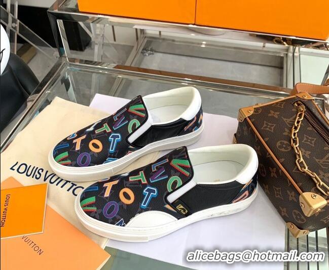 Best Product Louis Vuitton LVxNBA Ollie Monogram Canvas Slip on Sneakers Black 070545