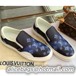 Top Grade Louis Vuitton LV Ollie Monogram Leather Slip on Sneakers Navy Blue 070545