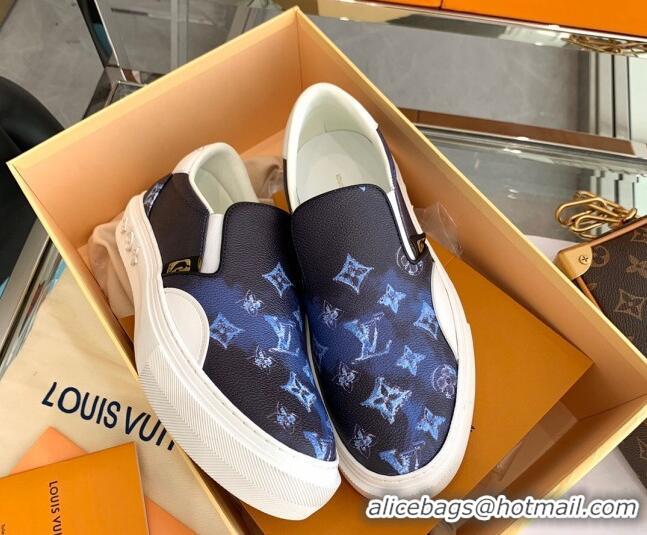 Top Grade Louis Vuitton LV Ollie Monogram Leather Slip on Sneakers Navy Blue 070545