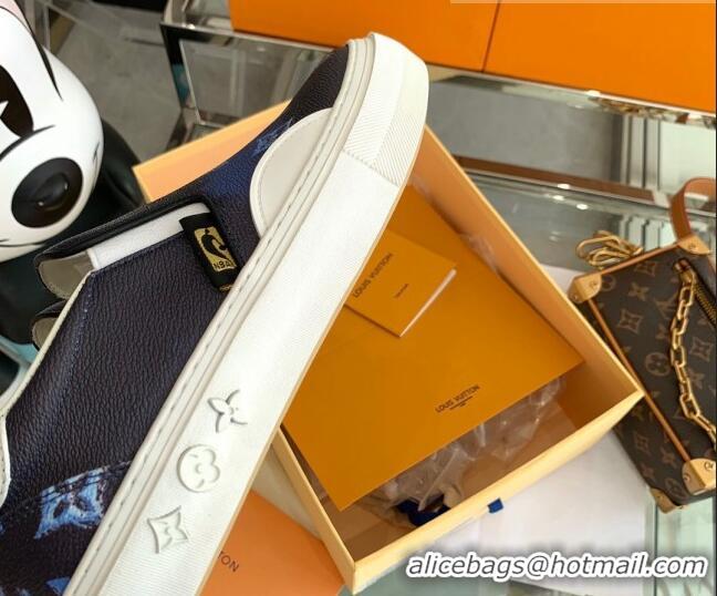 Top Grade Louis Vuitton LV Ollie Monogram Leather Slip on Sneakers Navy Blue 070545