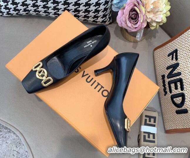 Unique Style Louis Vuitton Rotary Leather LV Circle Pumps 7cm 070550 Black 2021