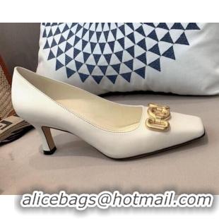 Luxury Discount Louis Vuitton Rotary Leather LV Circle Pumps 7cm 070550 White 2021