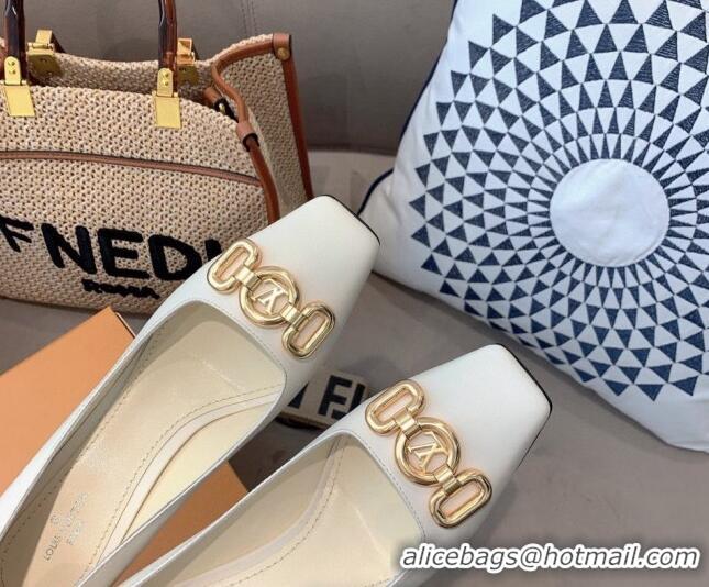 Luxury Discount Louis Vuitton Rotary Leather LV Circle Pumps 7cm 070550 White 2021