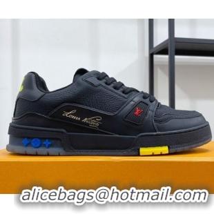 Popular Style Louis Vuitton Men's Trainer Calfskin Sneakers 070556 Black/Yellow